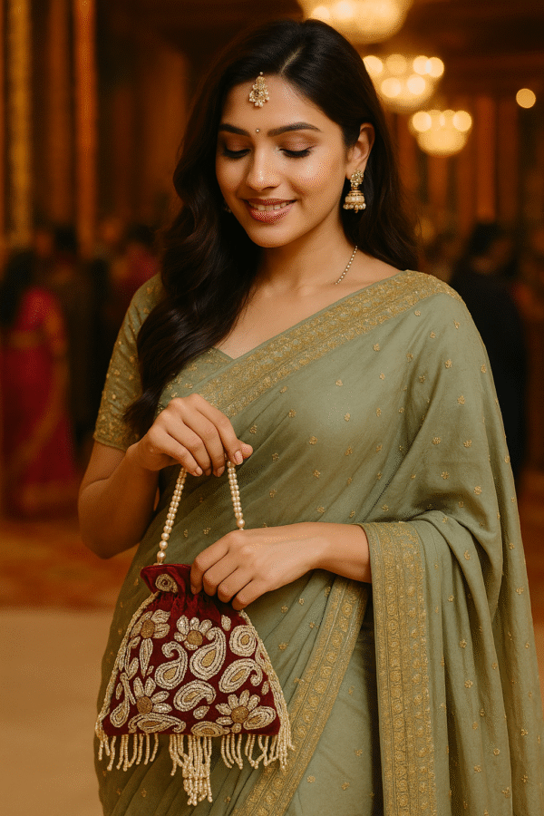 RIWAZ RESHAM (MEHROON) POTLI - Image 2