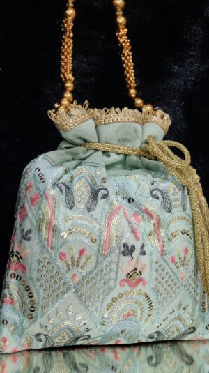 KARIGARI KNOT (MINT BLUE) POTLI