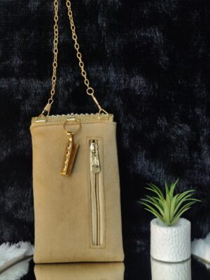 BEIGE GOLDEN ORBIT PHONE SLING