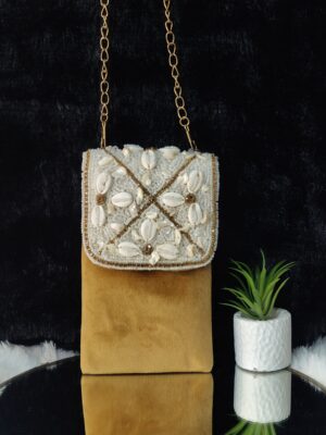 BEIGE SHINE NAAZ PHONE SLING
