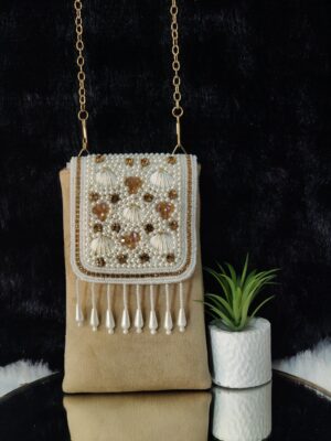 BEIGE GOLDEN ORBIT PHONE SLING