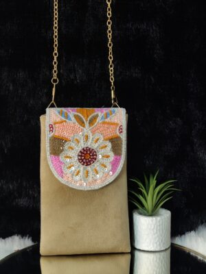 BEIGE MULTI COLOR PHONE SLING