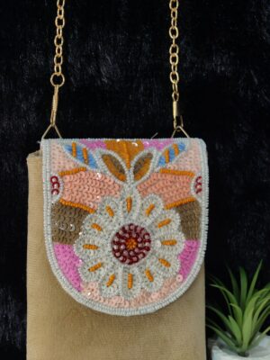 BEIGE MULTI COLOR PHONE SLING