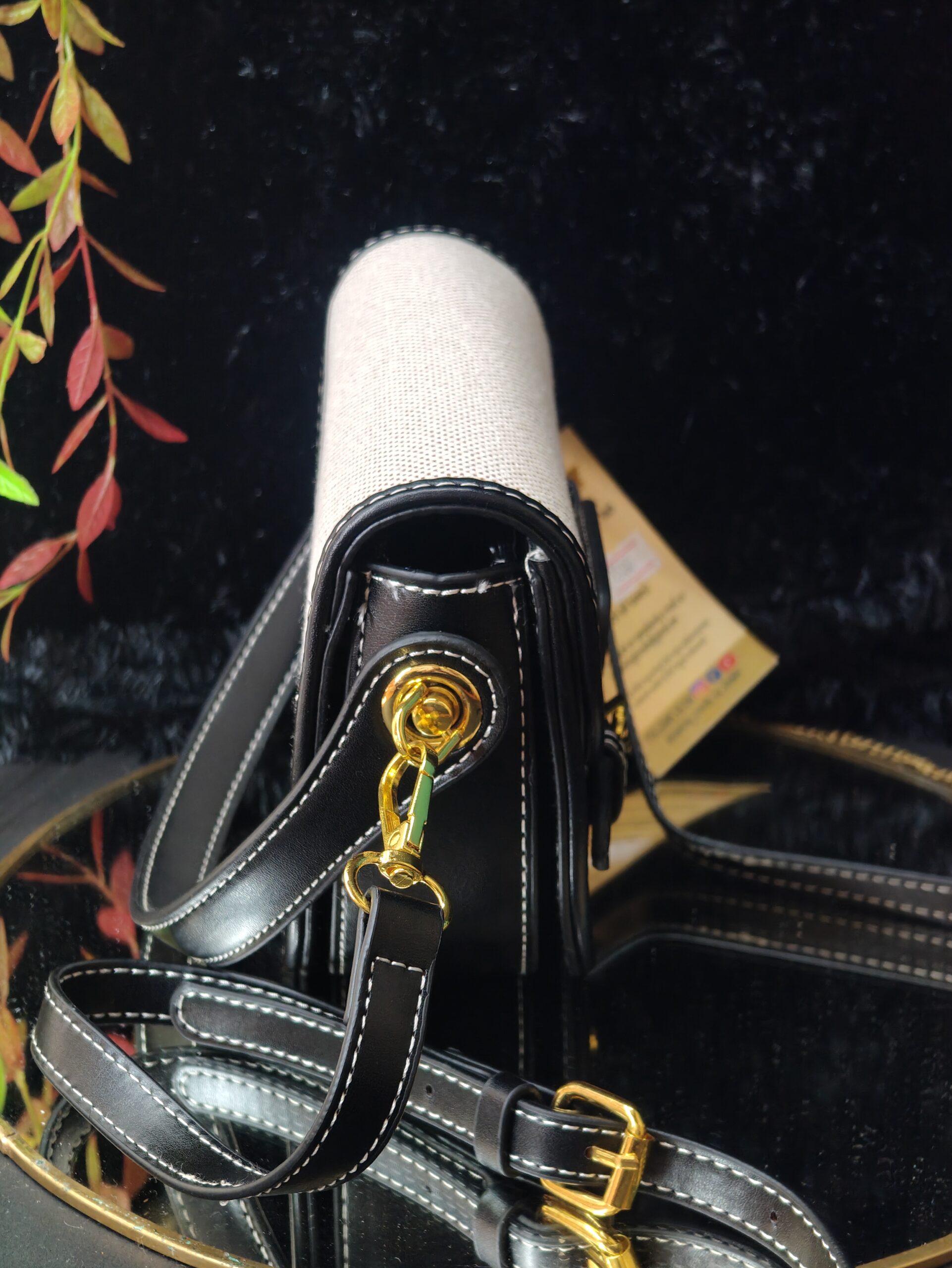 GRACE SLING BAG (BLACK & CREME) - Image 4