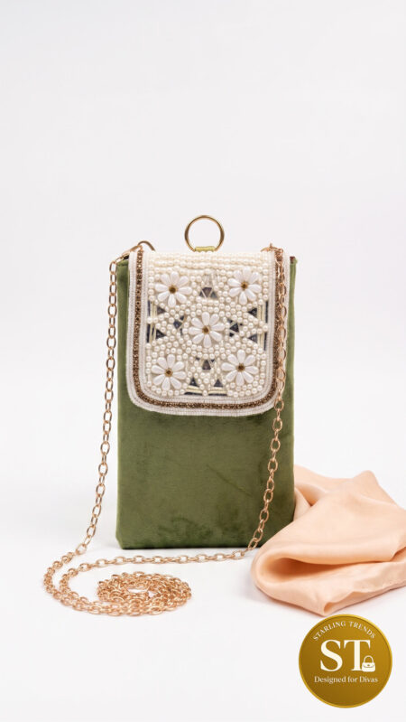 GHOOMAR SITAARE PHONE SLING (CARDAMOM GREEN)