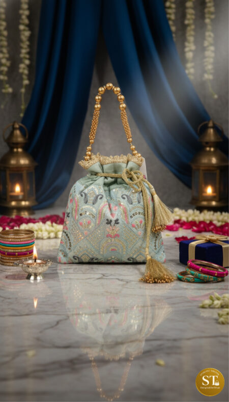 KARIGARI KNOT (MINT BLUE) POTLI