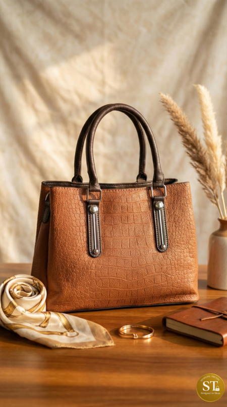 VEGAN LEATHER LOOK PRINT (TAN)