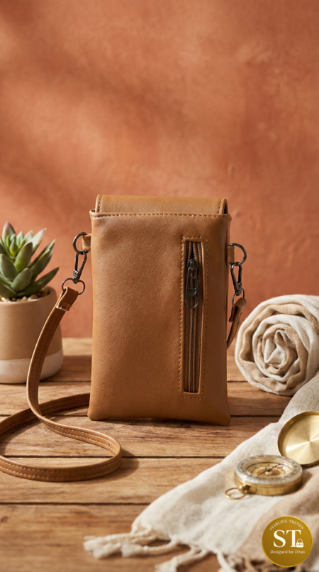 VEGAN LEATHER (TAN) PHONE SLING