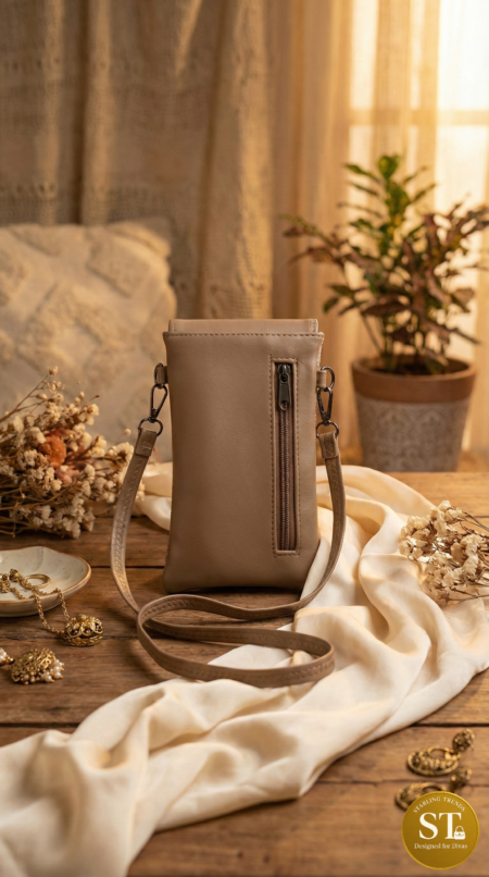 VEGAN LEATHER (BEIGE) PHONE SLING