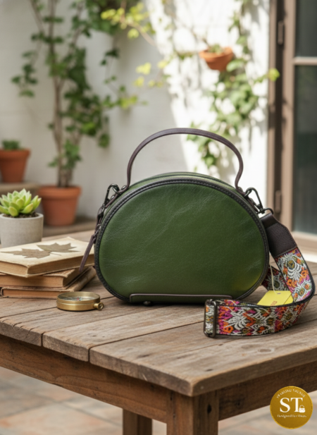 OVAL FLOWER EMBROIDERY (GREEN)