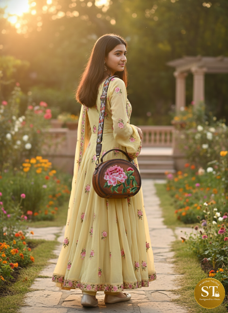 OVAL FLOWER EMBROIDERY (BROWN) - Image 5