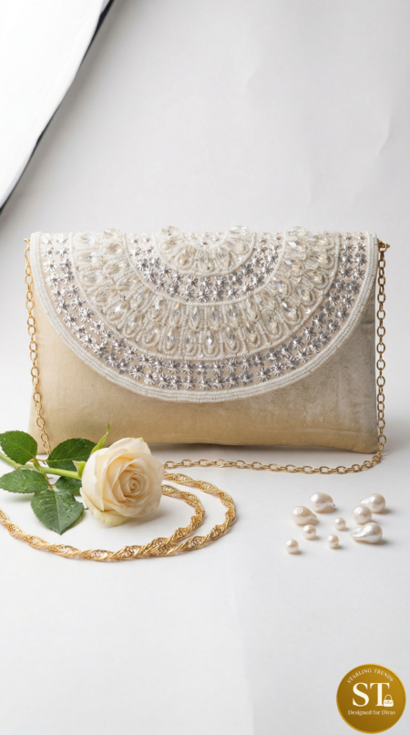 CRYSTAL ENVELOPE CLUTCH (BEIGE)