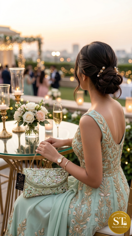 GREEN ENVELOPE CLUTCH