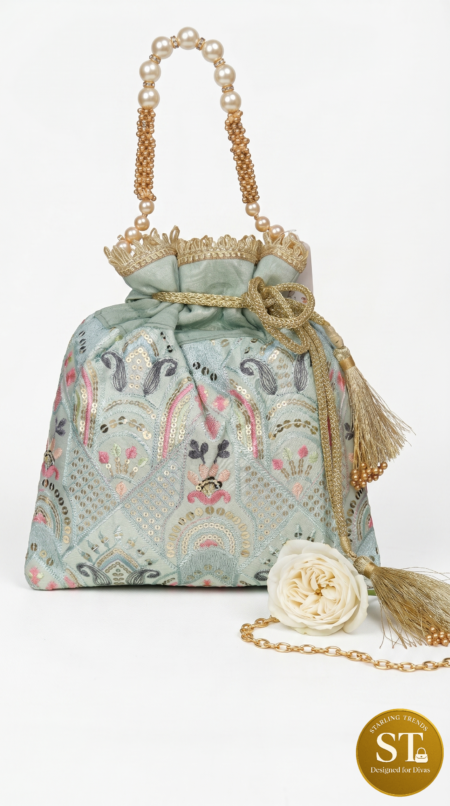 KARIGARI KNOT (MINT BLUE) POTLI