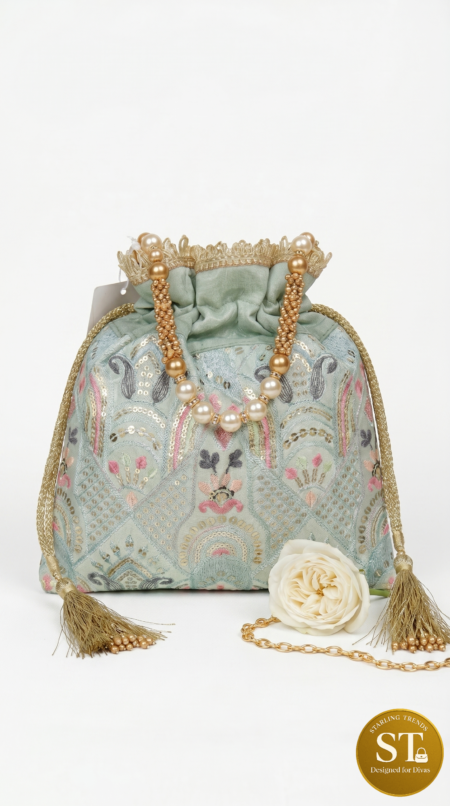 KARIGARI KNOT (MINT BLUE) POTLI