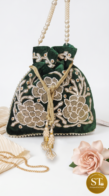 RIWAZ RESHAM (GREEN) POTLI