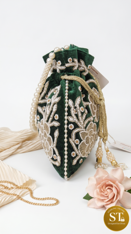 RIWAZ RESHAM (GREEN) POTLI