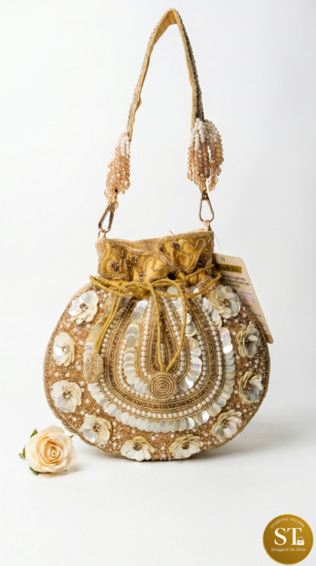 GOLDEN SITARA FLOWER POTLI