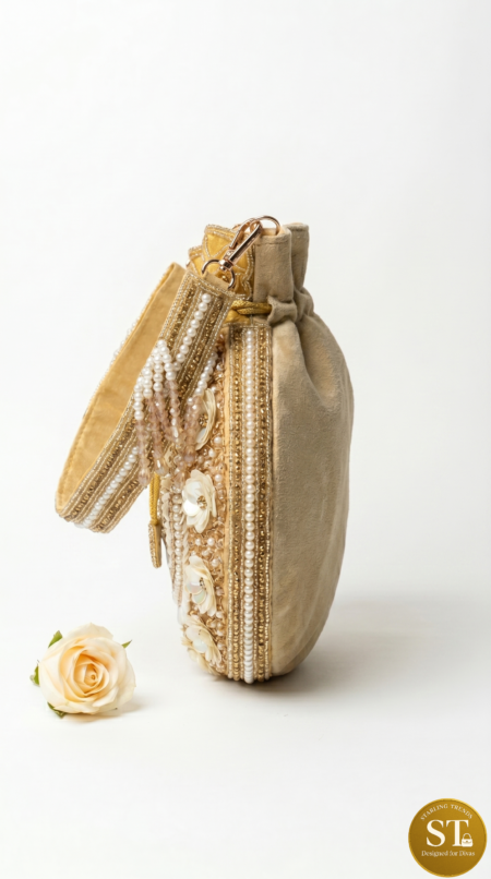 GOLDEN SITARA FLOWER POTLI