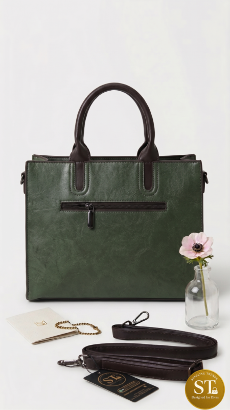 FLOWER EMBROIDERY HANDBAG GREEN