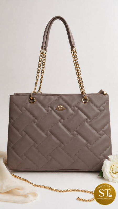COACH INSP Classic Quilt TOTE Mushroom Brown