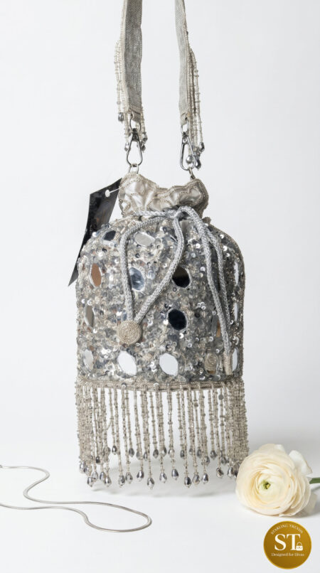 SILVER MIRROR POTLI