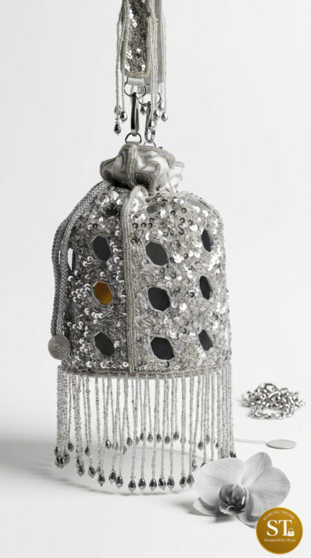 SILVER MIRROR POTLI