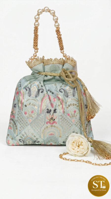 KARIGARI KNOT (MINT BLUE) POTLI