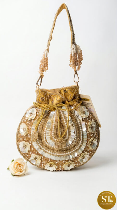 GOLDEN SITARA FLOWER POTLI