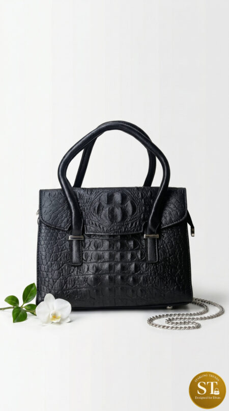 LEATHER LUSH LOOK Handbag (BLACK)