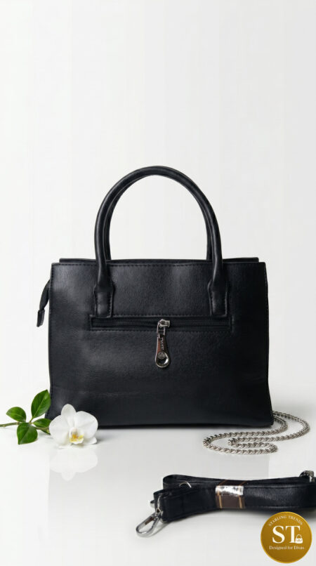 LEATHER LUSH LOOK Handbag (BLACK)