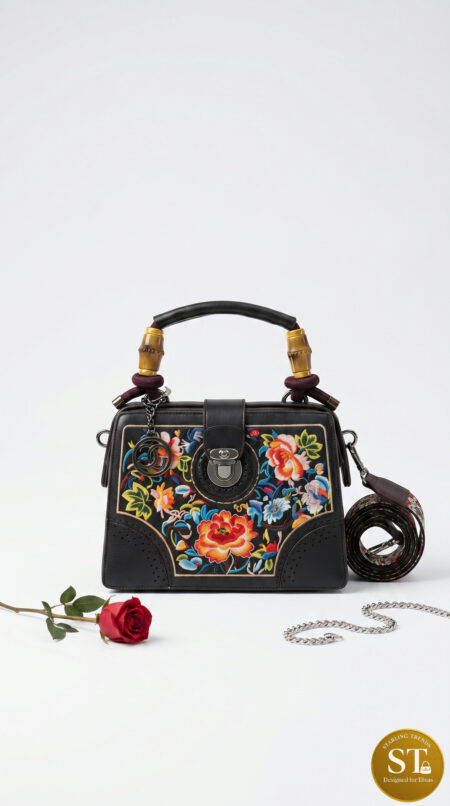 HERITAGE EMBROIDERY Handbag (COAL BLACK)