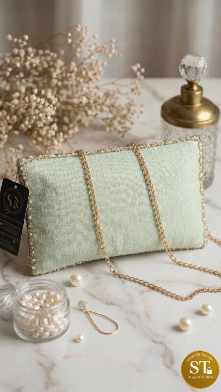 GREEN ENVELOPE CLUTCH