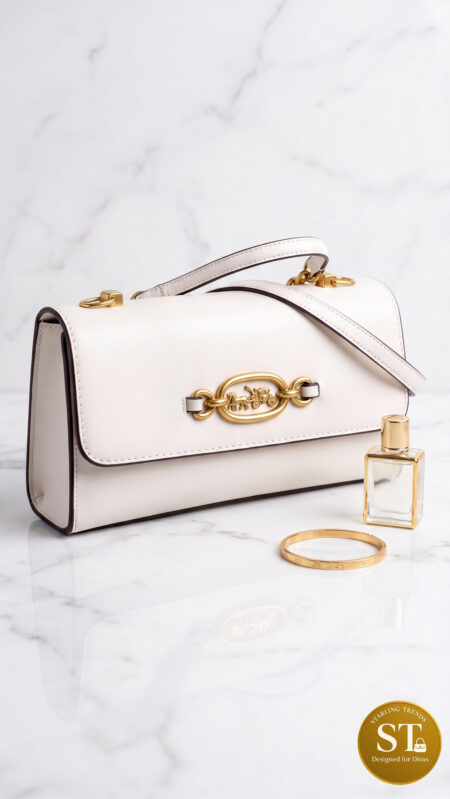 Coach Inspired Signature Link Sling Bag (Creme)