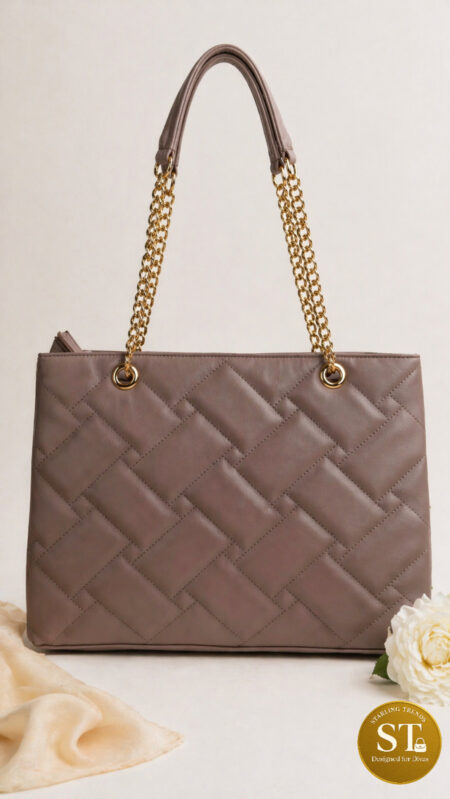 COACH INSP Classic Quilt TOTE Mushroom Brown