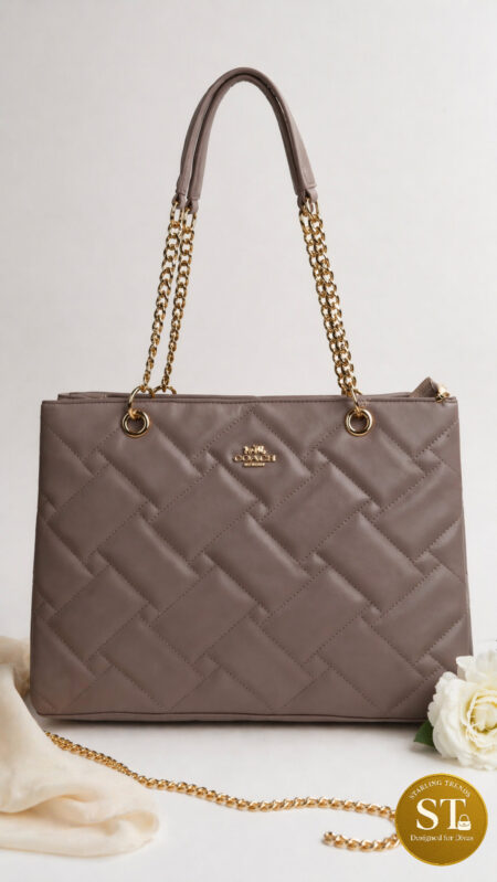 COACH INSP Classic Quilt TOTE Mushroom Brown