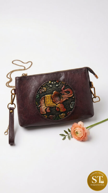 Royal Elephant Charm Sling Bag (CHERRY)