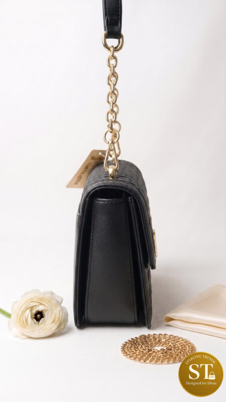 QUILTED LUXE CHAIN Sling Bag (BLACK)