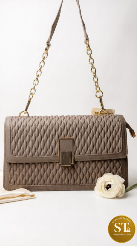 QUILTED LUXE CHAIN Sling Bag (MUD)