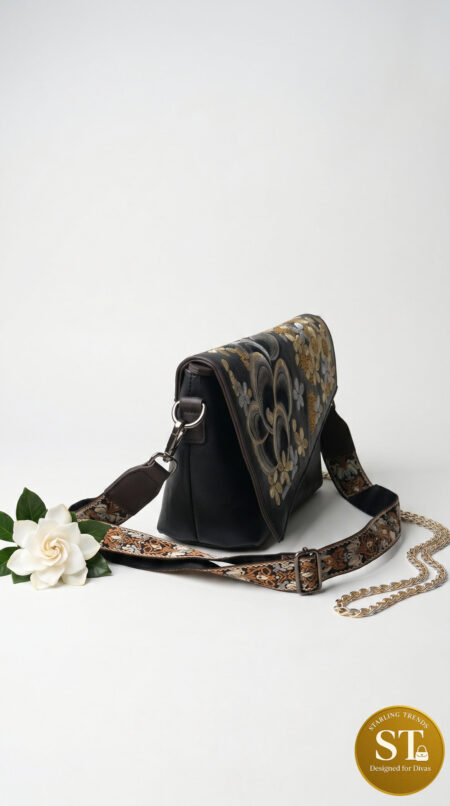 Moonlit Petals Sling bag (black)