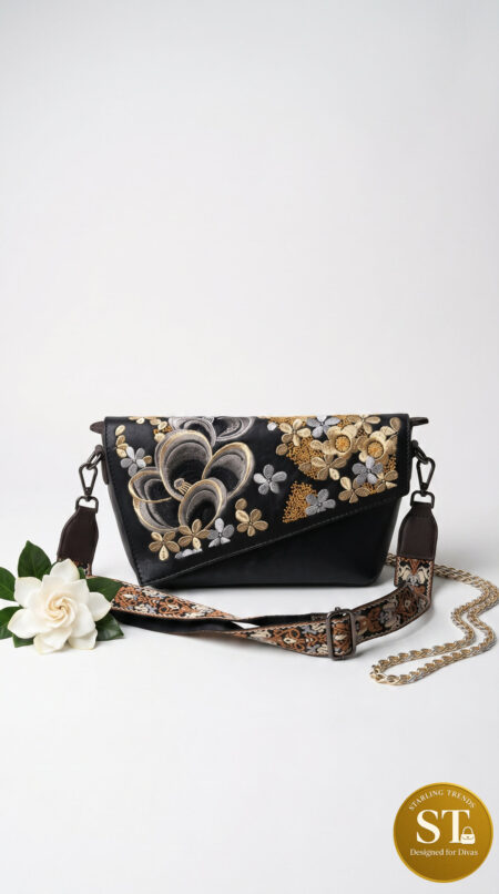 Moonlit Petals Sling bag (black)