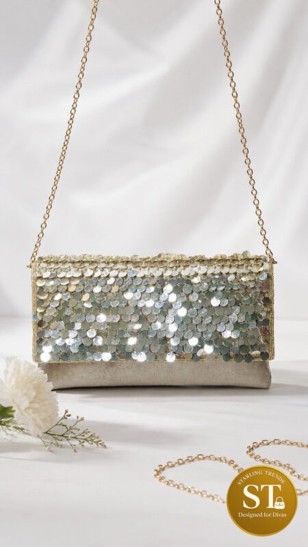 Glitter Veil envelope clutch (Gold)