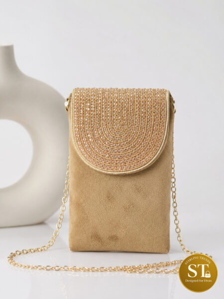 GLAM MOTI PHONE SLING (TAN)