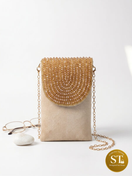 GLAM MOTI PHONE SLING (BEIGE)