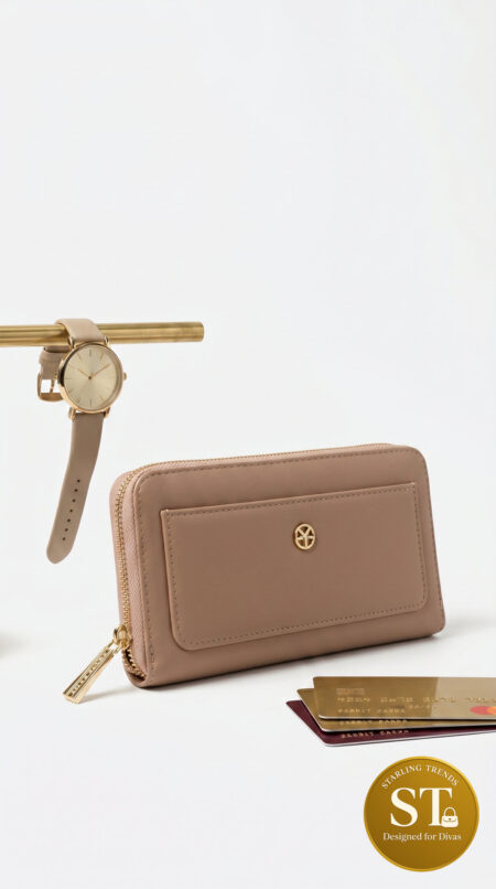 Crimson Croc Women’s Wallet (Beige)