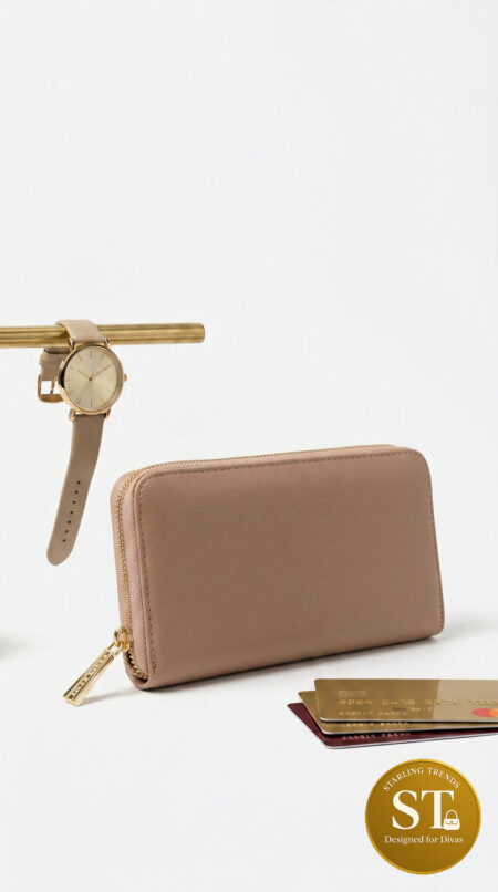 Crimson Croc Women’s Wallet (Beige)