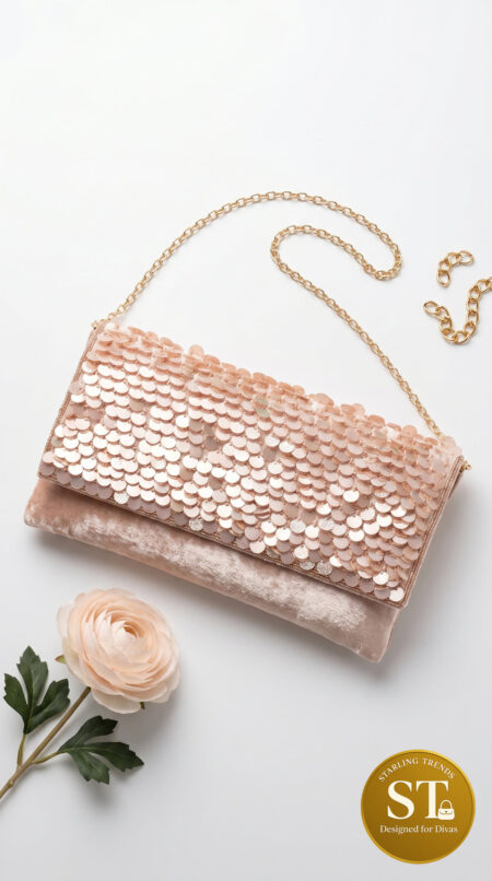 Glitter Veil envelope clutch (Pink)