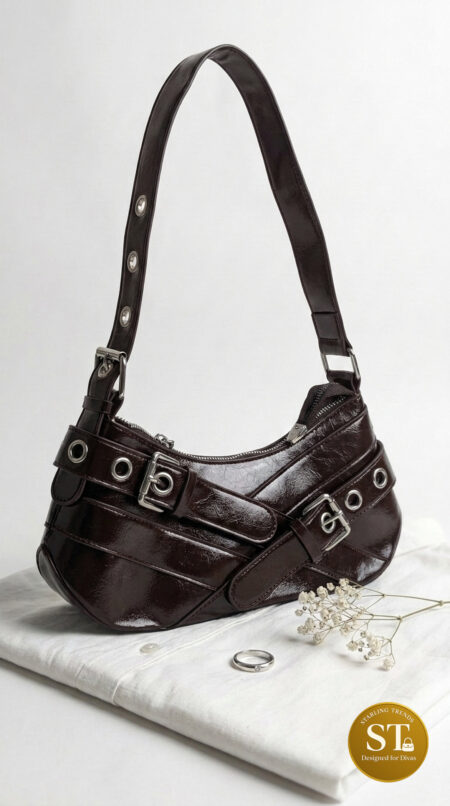 ONYX BUCKLE SLING BAG (Brown)