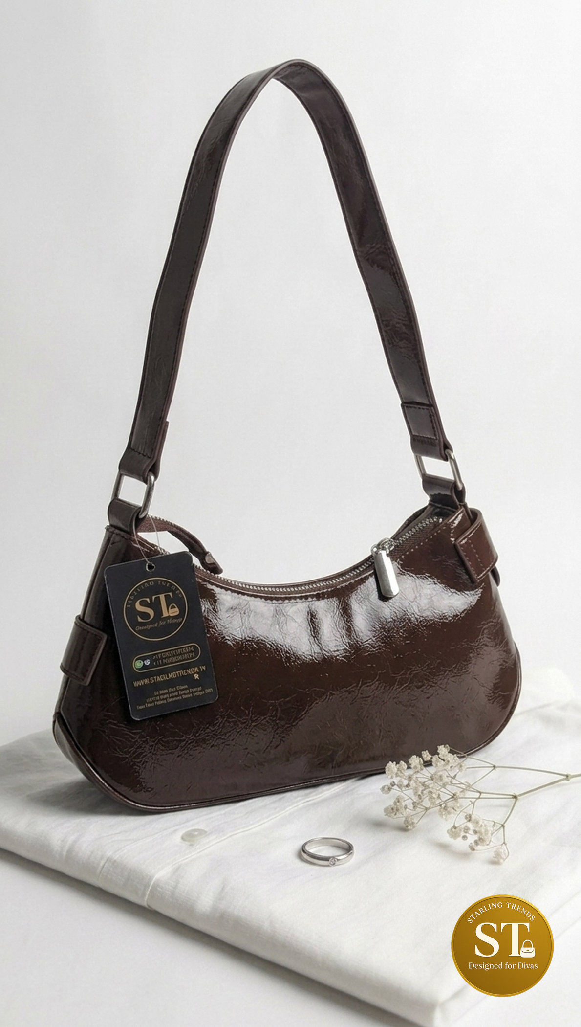 ONYX BUCKLE SLING BAG (Brown) - Image 3