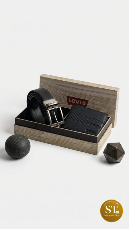 LEVI’S INSPIRED MEN’S BELT & WALLET COMBO (BLACK)